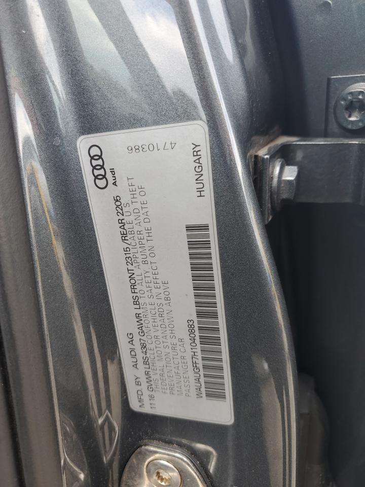 2017 Audi A3 Premium VIN: WAUAUGFF7H1040883 Lot: 85934195