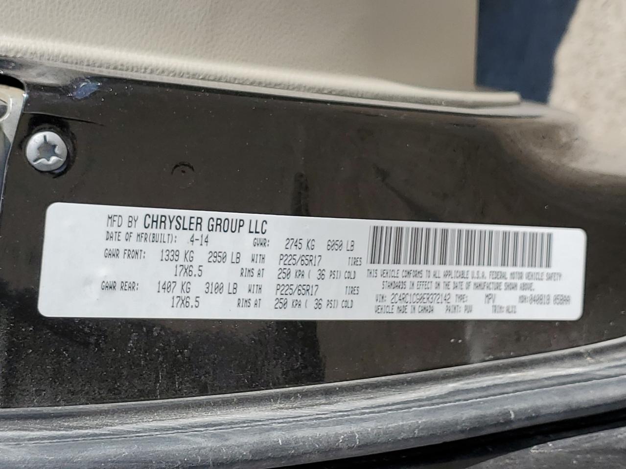 2014 Chrysler Town & Country Touring L VIN: 2C4RC1CG0ER372142 Lot: 85849365