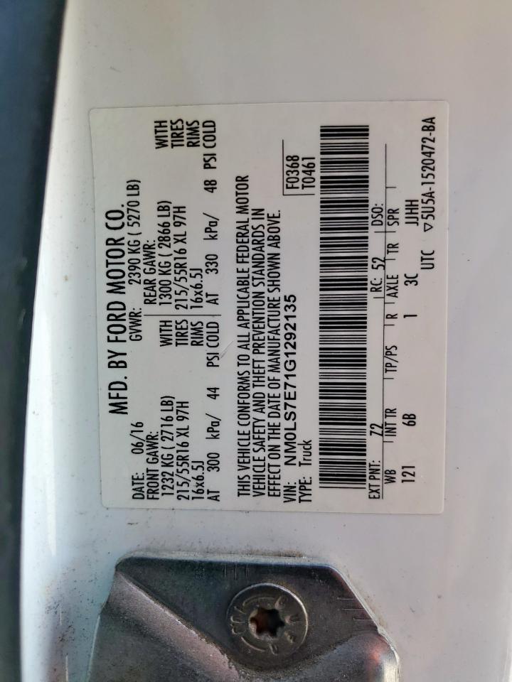 2016 Ford Transit Connect Xl VIN: NM0LS7E71G1292135 Lot: 85724005