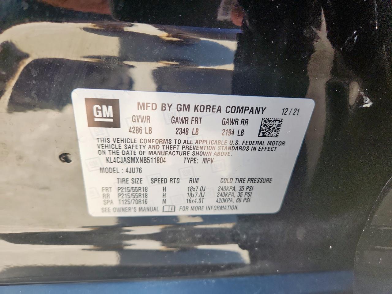 2022 Buick Encore Preferred VIN: KL4CJASMXNB511804 Lot: 85849805