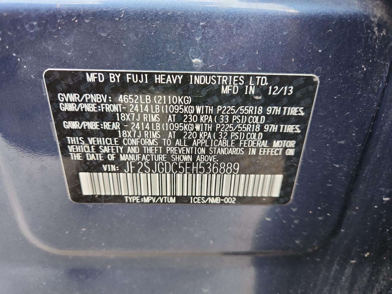 2014 Subaru Forester 2.0Xt Premium VIN: JF2SJGDC5EH536889 Lot: 85713135