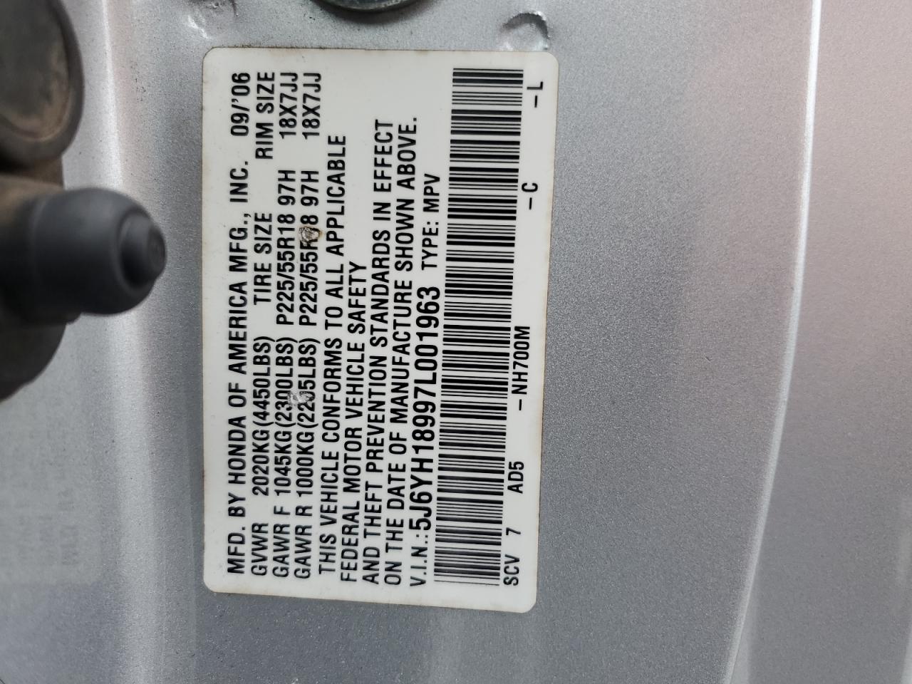 2007 Honda Element Sc VIN: 5J6YH18997L001963 Lot: 86184105