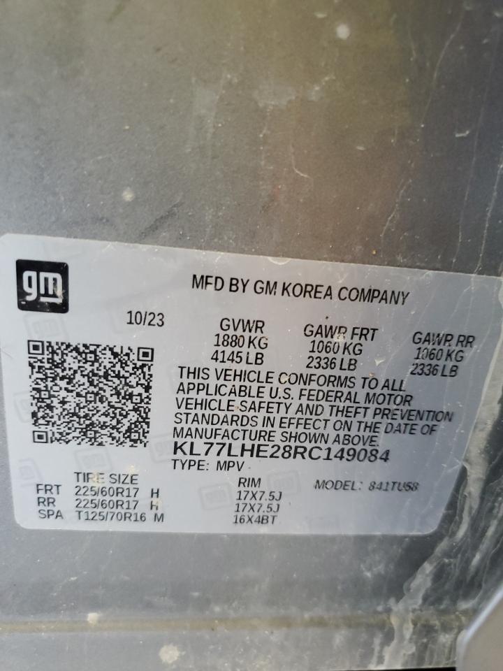 2024 Chevrolet Trax 1Lt VIN: KL77LHE28RC149084 Lot: 85259205