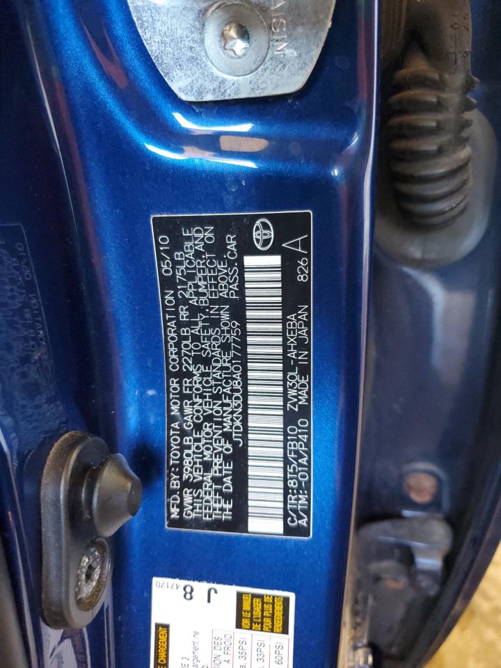 2010 Toyota Prius VIN: JTDKN3DU8A0177759 Lot: 85093895