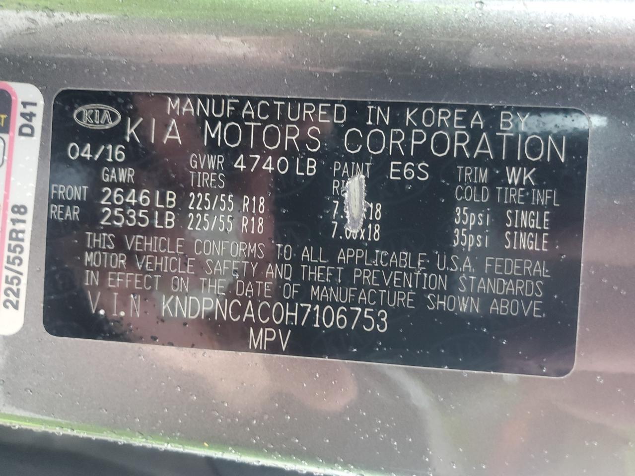 2017 Kia Sportage Ex VIN: KNDPNCAC0H7106753 Lot: 86475105