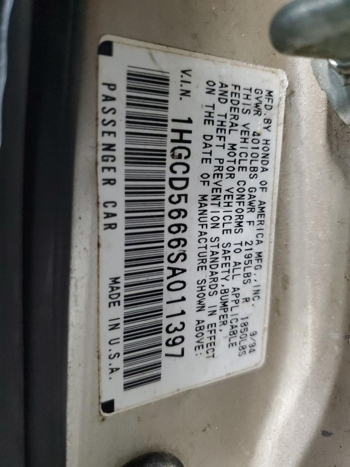 1995 Honda Accord Ex VIN: 1HGCD5666SA011397 Lot: 89796635