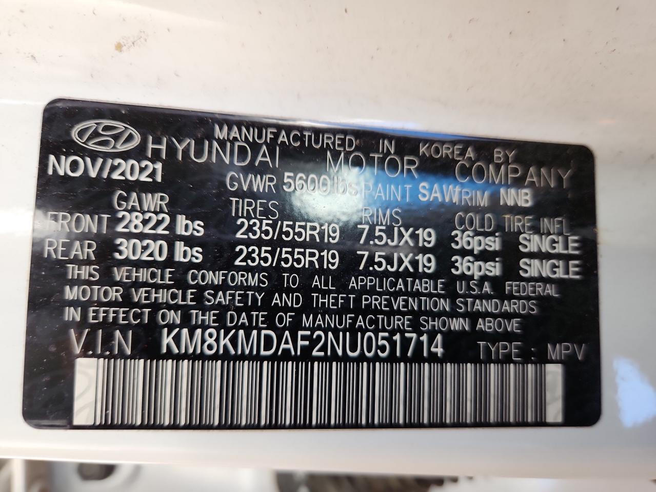 2022 Hyundai Ioniq 5 Se VIN: KM8KMDAF2NU051714 Lot: 82382415