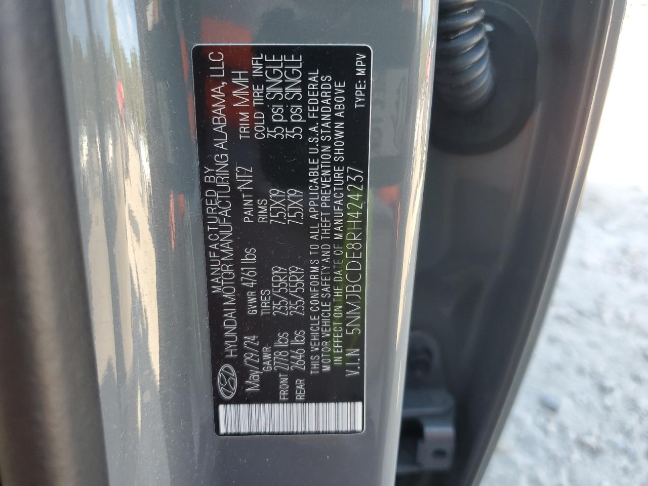 2024 Hyundai Tucson Sel VIN: 5NMJBCDE8RH424237 Lot: 70343645