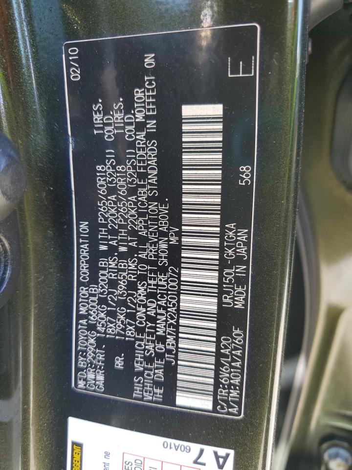 2010 Lexus Gx 460 VIN: JTJBM7FX2A5010072 Lot: 87041945