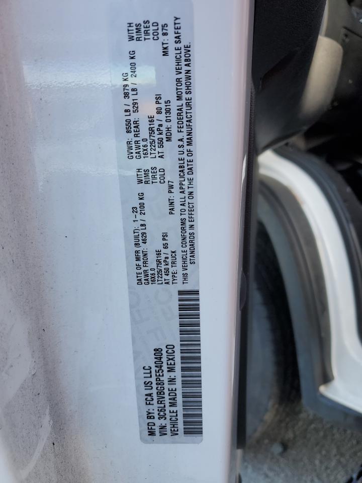 2023 Ram Promaster 1500 1500 High VIN: 3C6LRVBG8PE540408 Lot: 80475545