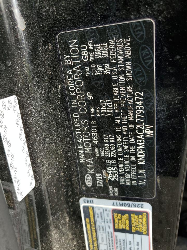 2020 Kia Sportage Lx VIN: KNDPM3AC2L7793472 Lot: 84786425