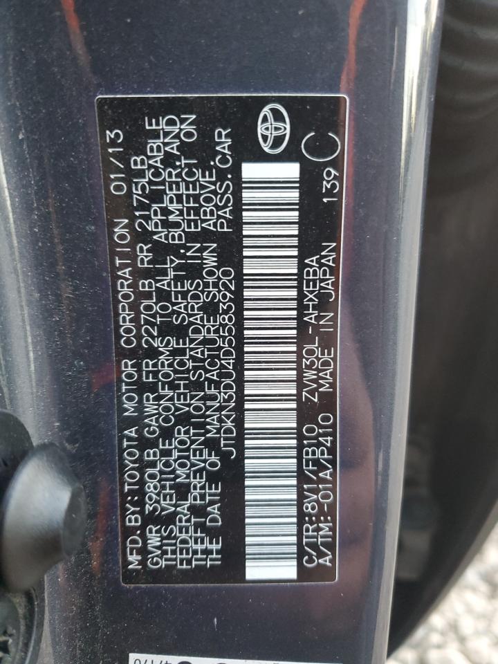 2013 Toyota Prius VIN: JTDKN3DU4D5583920 Lot: 87251065