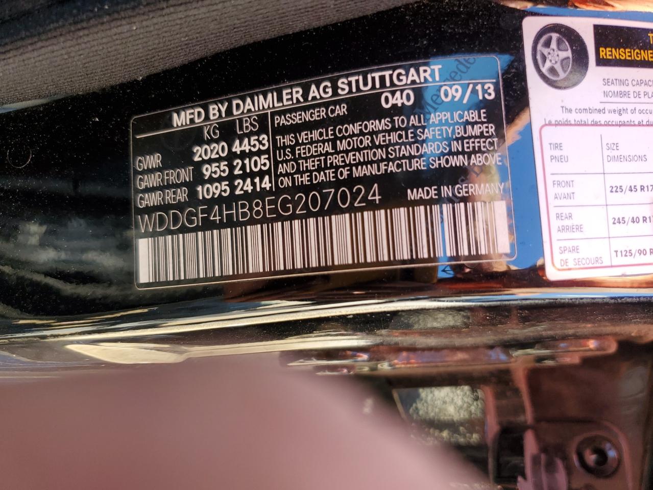 2014 Mercedes-Benz C 250 VIN: WDDGF4HB8EG207024 Lot: 81911545