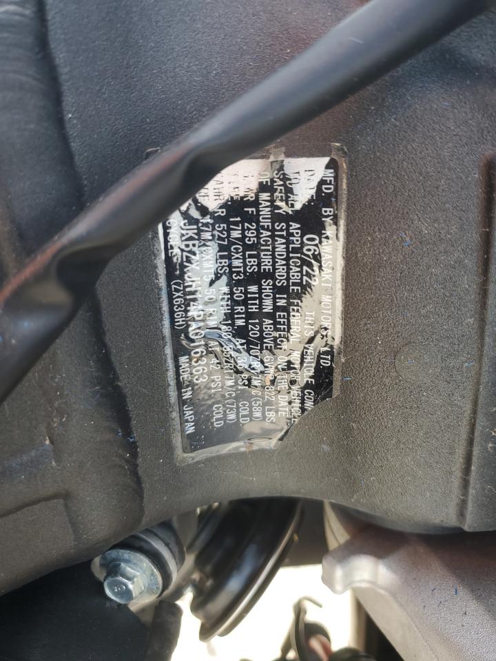 2023 Kawasaki Zx636 K VIN: JKBZXJH14PA016363 Lot: 89838825