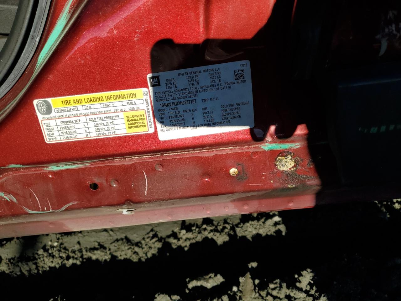 2017 Chevrolet Traverse Premier VIN: 1GNKVJKD3HJ237787 Lot: 90724245