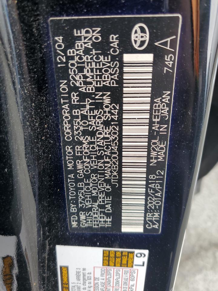 2005 Toyota Prius VIN: JTDKB20U453021442 Lot: 84711605