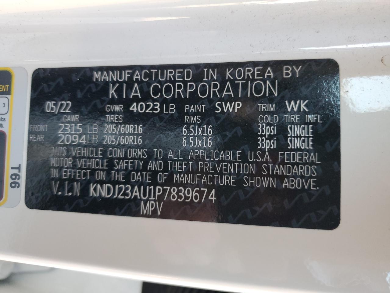 2023 Kia Soul Lx VIN: KNDJ23AU1P7839674 Lot: 85742745