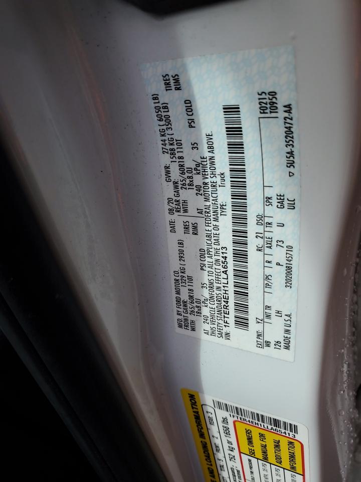 2020 Ford Ranger Xl VIN: 1FTER4EH1LLA65413 Lot: 84364395