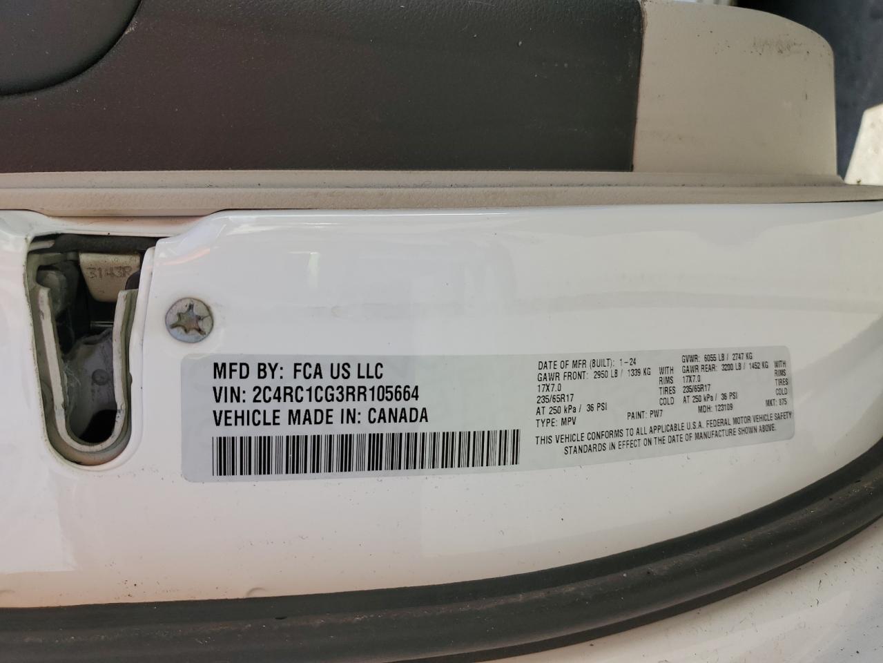 2024 Chrysler Voyager Lx VIN: 2C4RC1CG3RR105664 Lot: 84950545