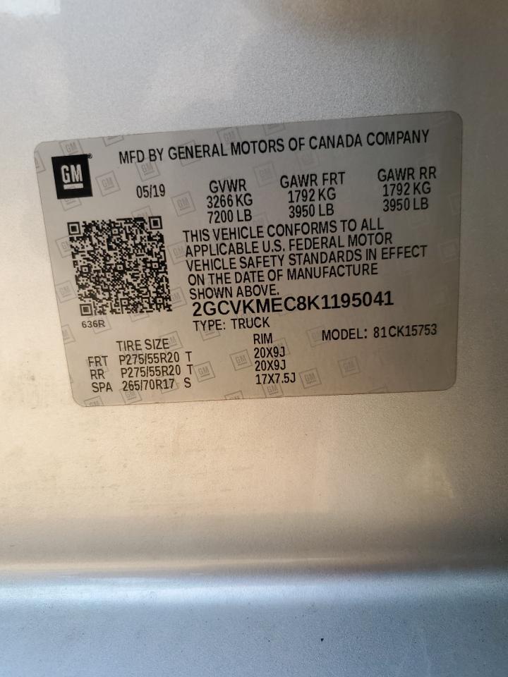 2019 Chevrolet Silverado Ld K1500 Custom VIN: 2GCVKMEC8K1195041 Lot: 85594295