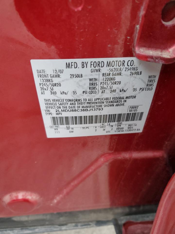 2008 Lincoln Mkx VIN: 2LMDU88C38BJ13793 Lot: 89528195