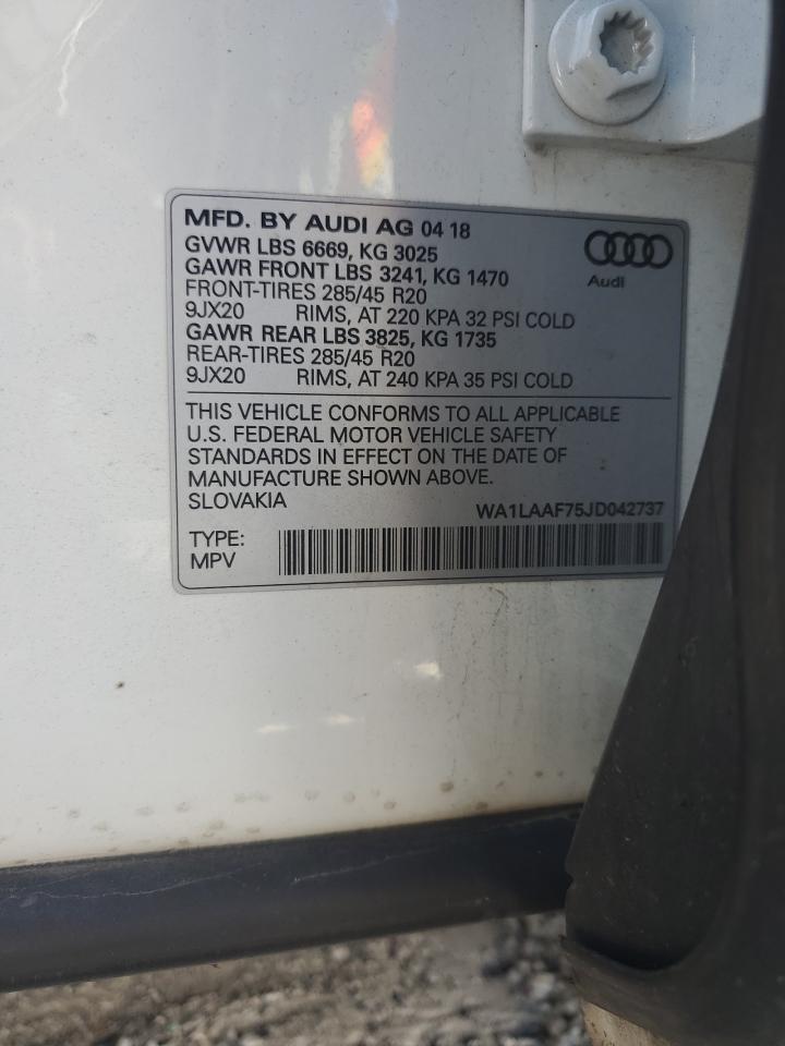 2018 Audi Q7 Premium Plus VIN: WA1LAAF75JD042737 Lot: 82658835