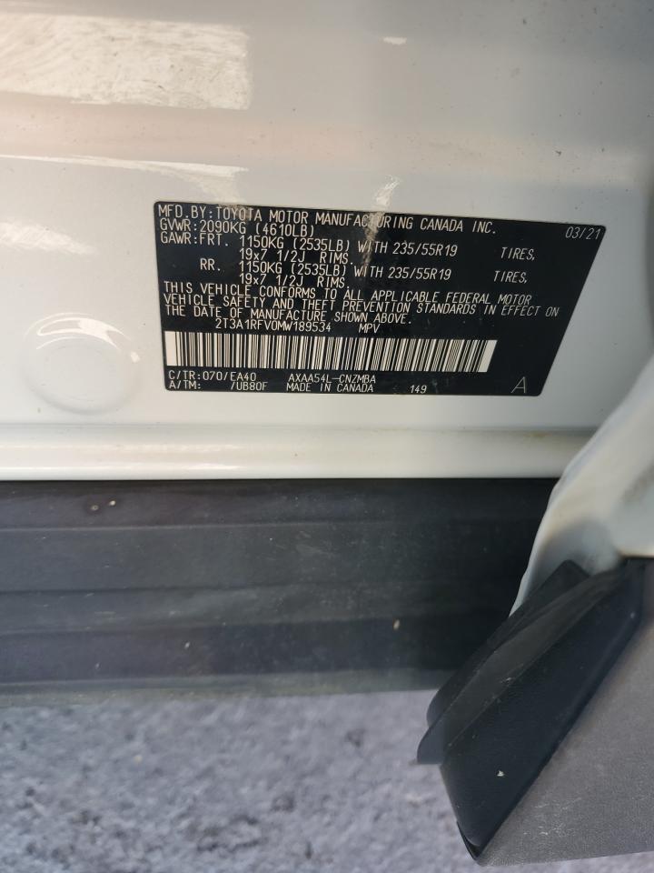 2021 Toyota Rav4 Xle Premium VIN: 2T3A1RFV0MW189534 Lot: 85930405