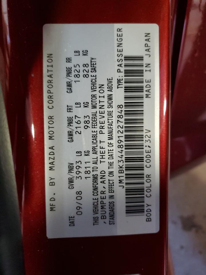 2009 Mazda 3 S VIN: JM1BK344891227848 Lot: 83888465