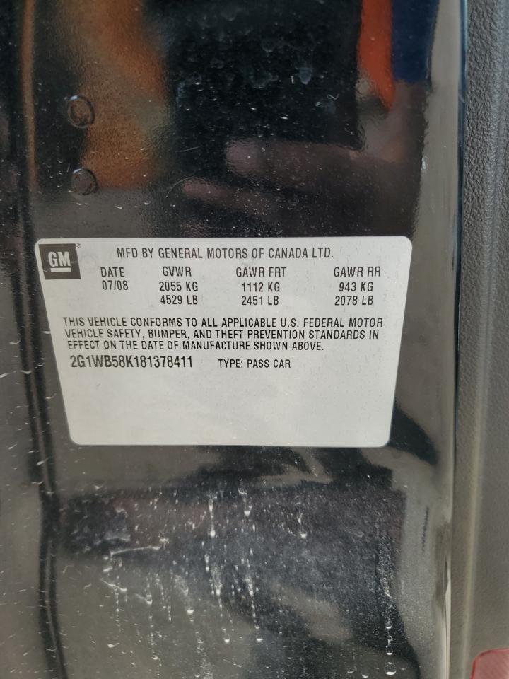 2008 Chevrolet Impala Ls VIN: 2G1WB58K181378411 Lot: 85158345