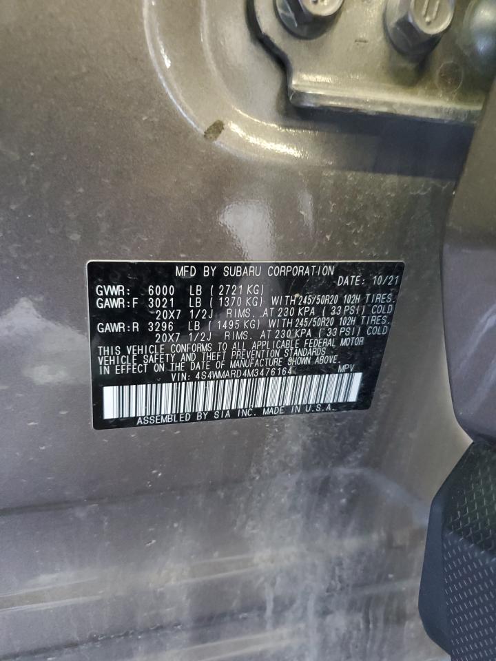 2021 Subaru Ascent Touring VIN: 4S4WMARD4M3476164 Lot: 84238455