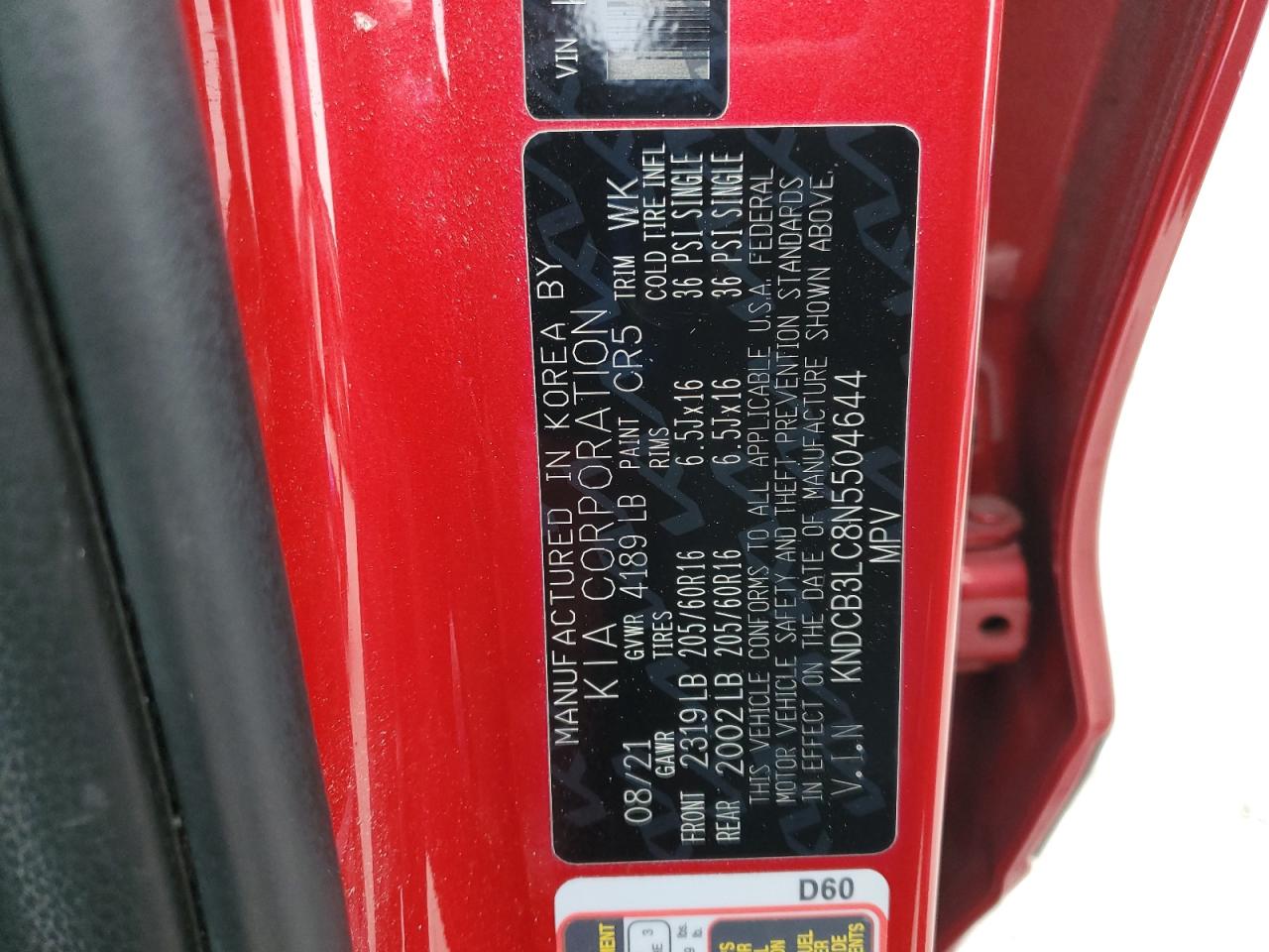 2022 Kia Niro Lx VIN: KNDCB3LC8N5504644 Lot: 85354445