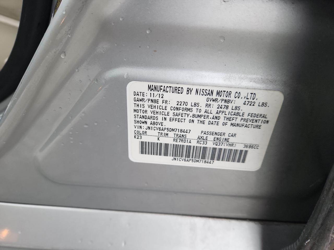 2013 Infiniti G37 Base VIN: JN1CV6AP5DM718447 Lot: 90275825