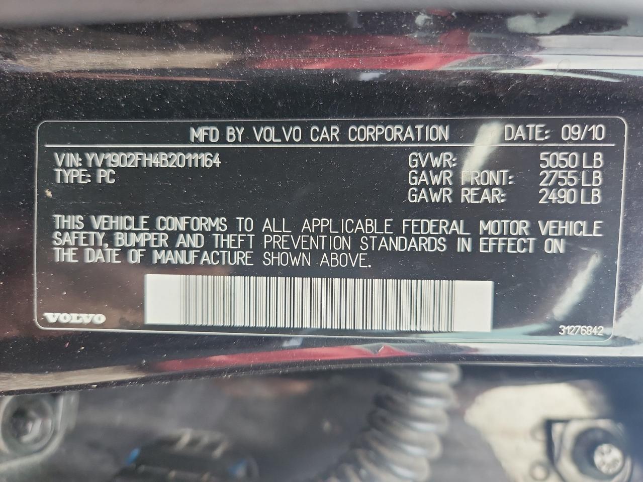 2011 Volvo S60 T6 VIN: YV1902FH4B2011164 Lot: 86478905