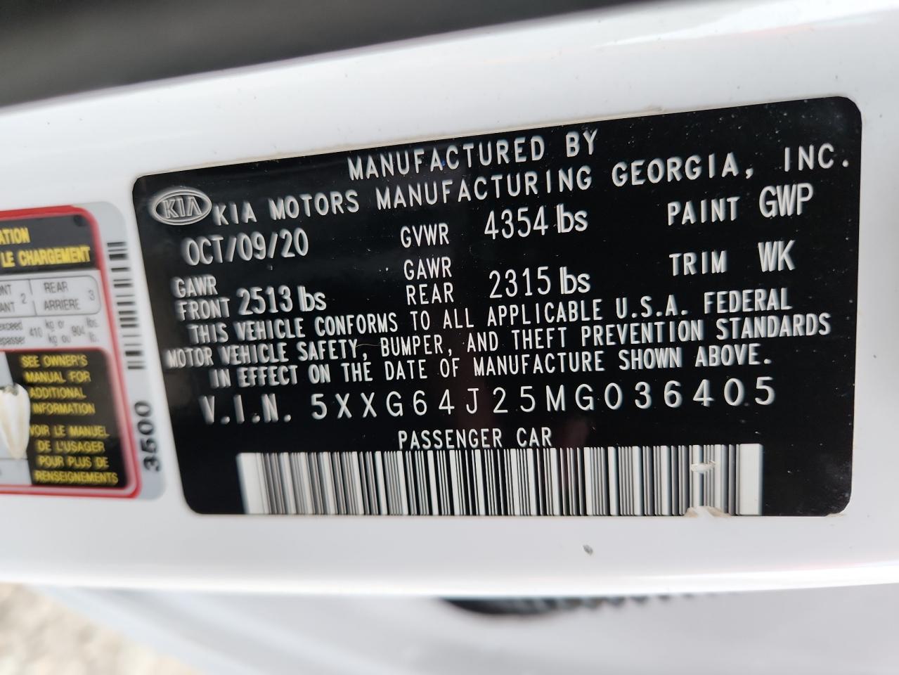 2021 Kia K5 Gt Line VIN: 5XXG64J25MG036405 Lot: 90479865