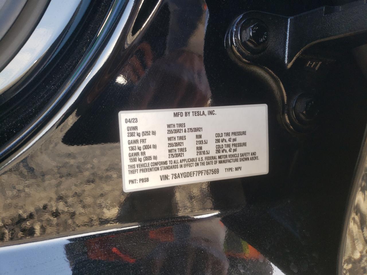 2023 Tesla Model Y VIN: 7SAYGDEF7PF767569 Lot: 82751065