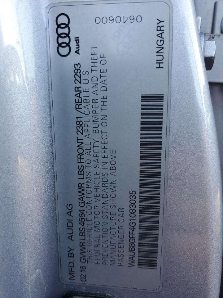 2016 Audi A3 Premium VIN: WAUB8GFF4G1083035 Lot: 86713705