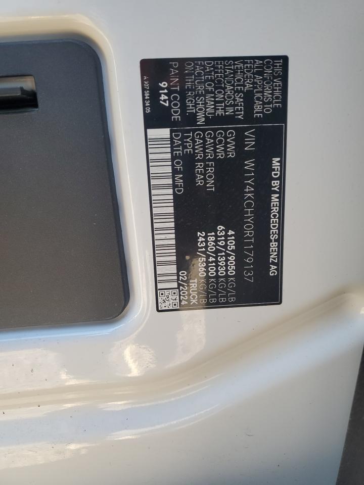 2024 Mercedes Benz Sprinter Delivery Van VIN: W1Y4KCHY0RT179137 Lot: 87478005