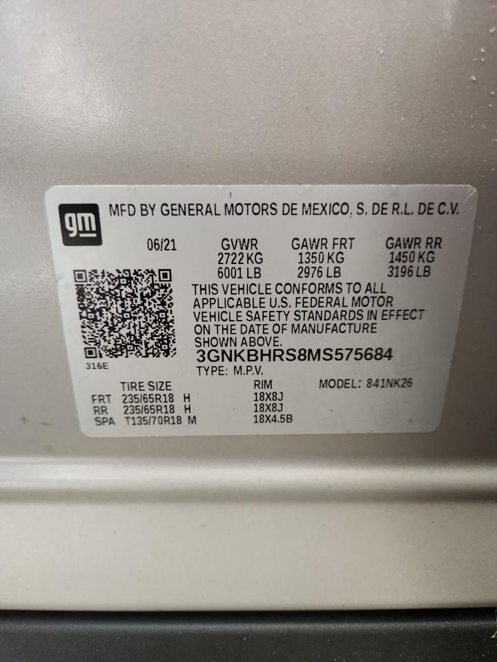 2021 Chevrolet Blazer 2Lt VIN: 3GNKBHRS8MS575684 Lot: 86534045