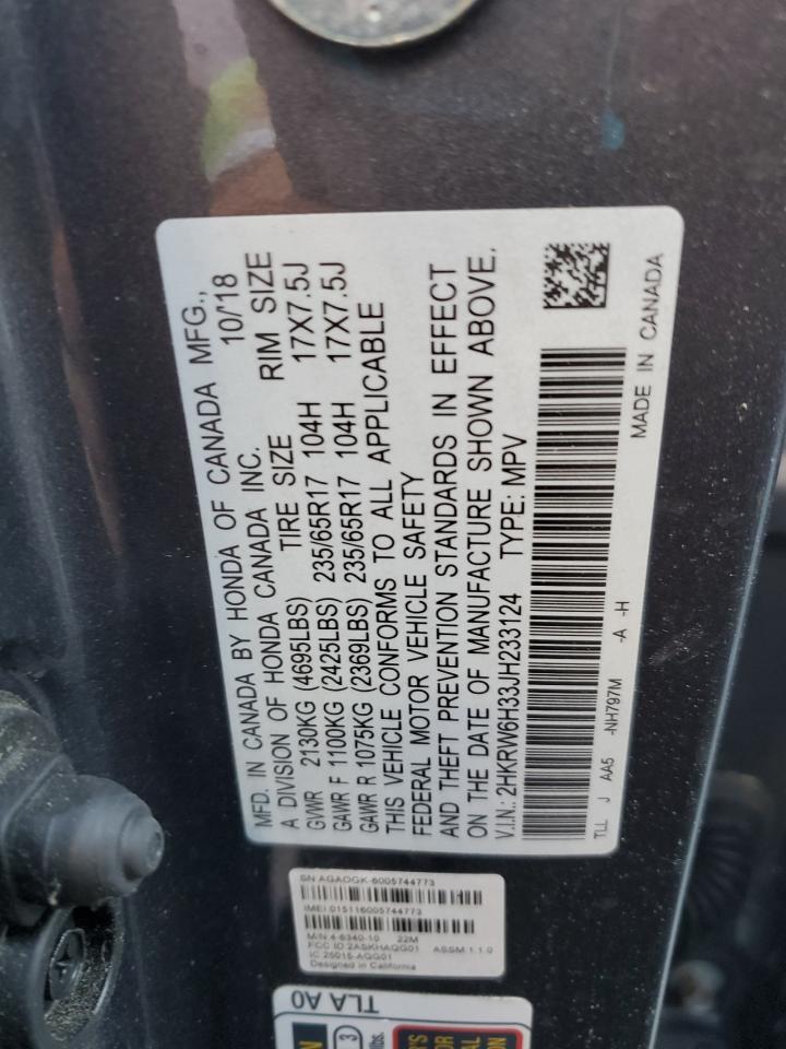 2018 Honda Cr-V Lx VIN: 2HKRW6H33JH233124 Lot: 84659305