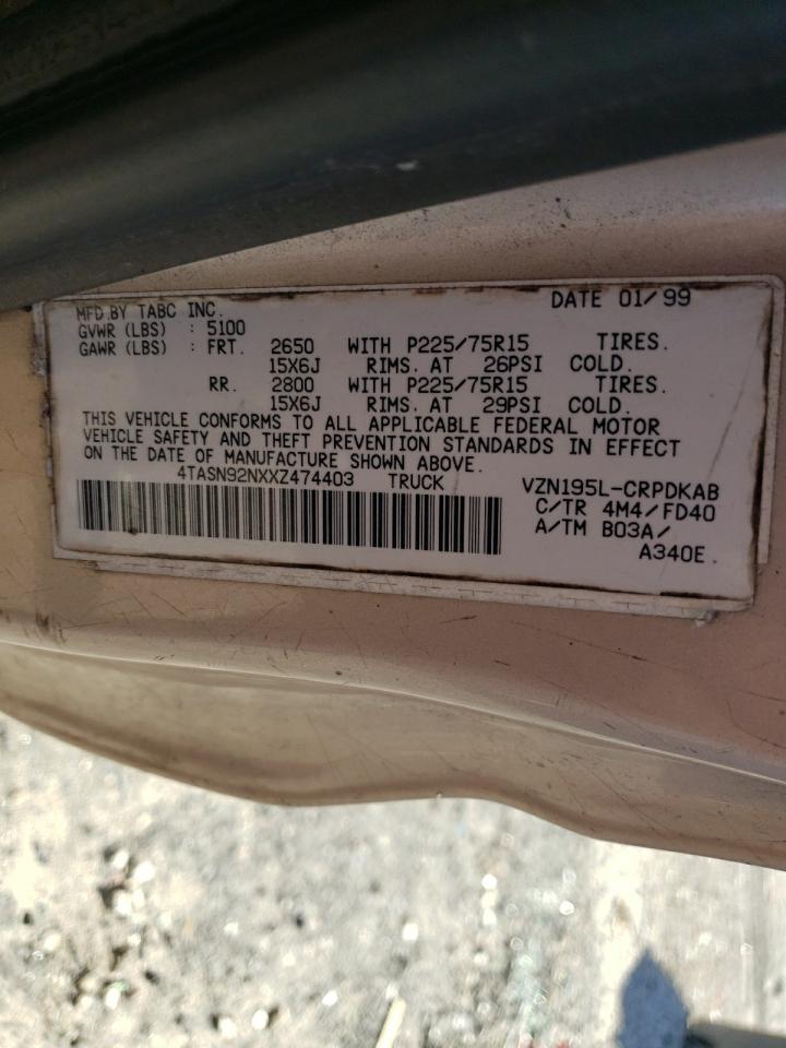 1999 Toyota Tacoma Xtracab Prerunner VIN: 4TASN92NXXZ474403 Lot: 82282005