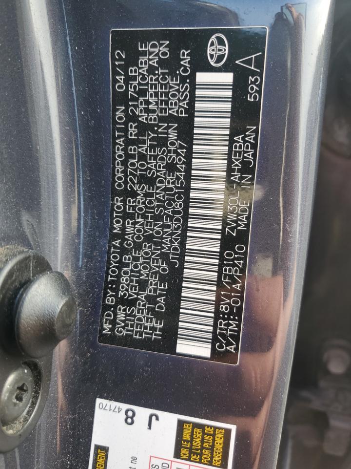 2012 Toyota Prius VIN: JTDKN3DU8C1544947 Lot: 85119375