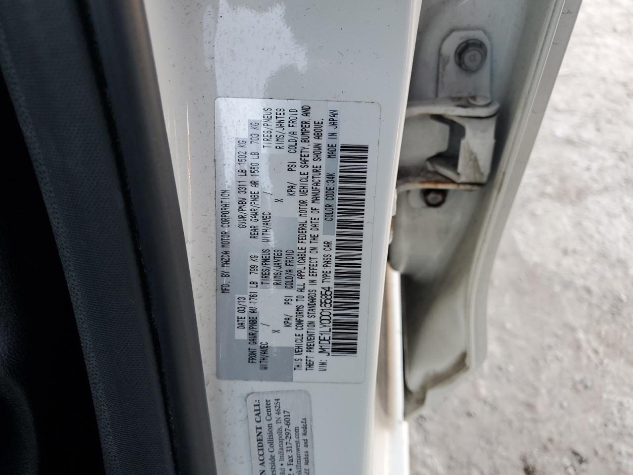 2013 Mazda Mazda2 VIN: JM1DE1LY0D0165854 Lot: 89537875