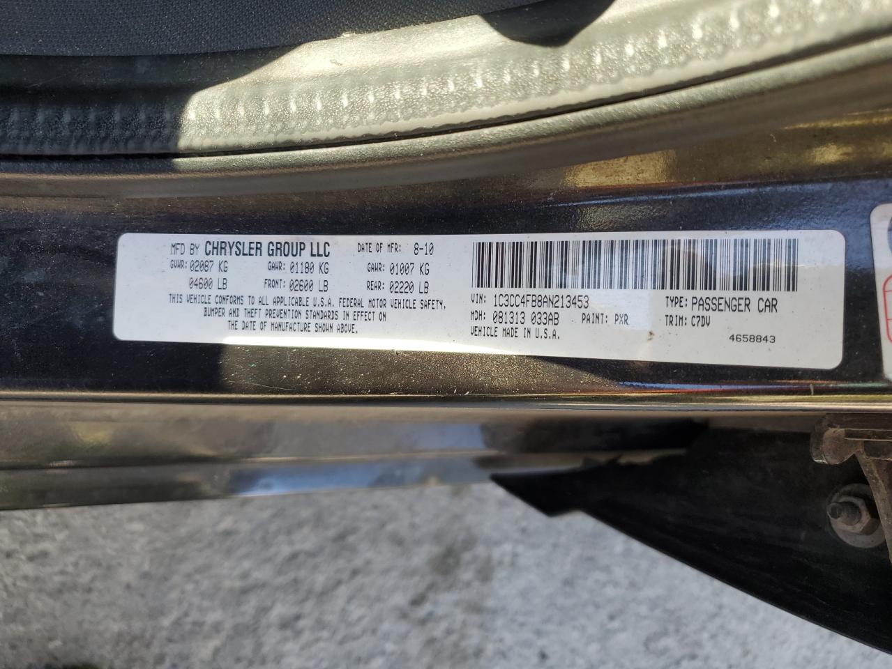 2010 Chrysler Sebring Touring VIN: 1C3CC4FB8AN213453 Lot: 85382735