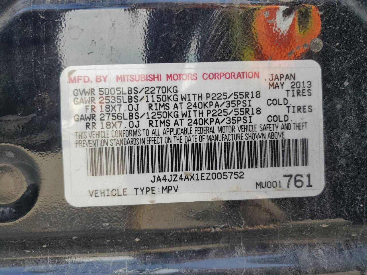 JA4JZ4AX1EZ005752 MITSUBISHI OUTLANDER 2014 BLACK Photo 13