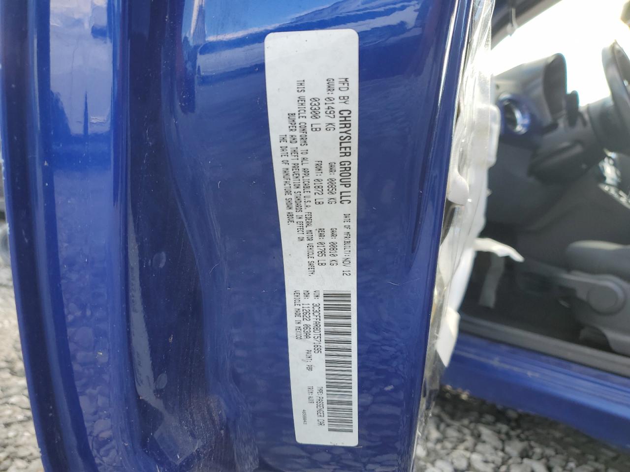 2013 Fiat 500 Pop VIN: 3C3CFFAR8DT571695 Lot: 87310415