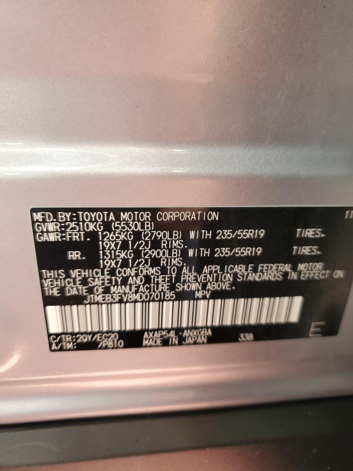 2021 Toyota Rav4 Prime Xse VIN: JTMEB3FV8MD070185 Lot: 85488365