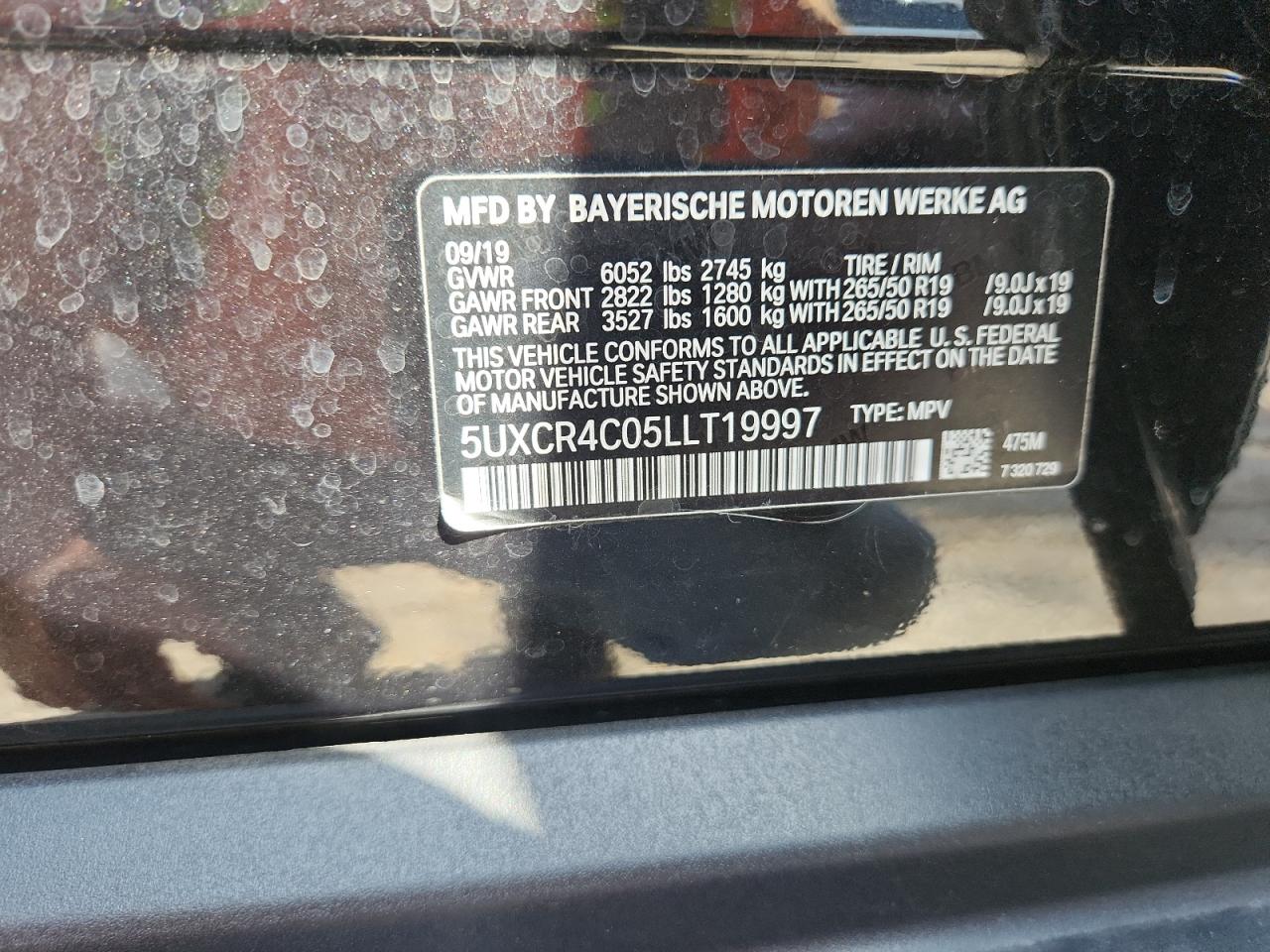 2020 BMW X5 Sdrive 40I VIN: 5UXCR4C05LLT19997 Lot: 85075495