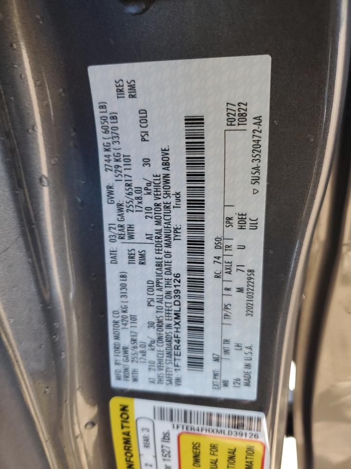 2021 Ford Ranger Xl VIN: 1FTER4FHXMLD39126 Lot: 89573715