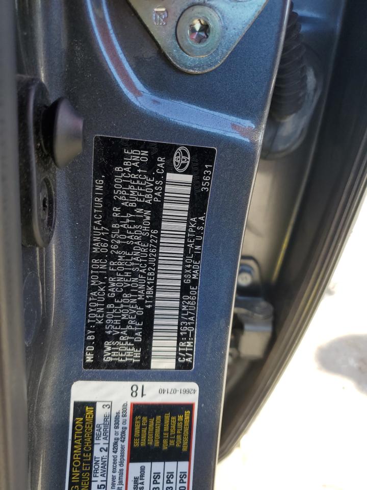 2018 Toyota Avalon Xle VIN: 4T1BK1EB2JU267276 Lot: 89628695