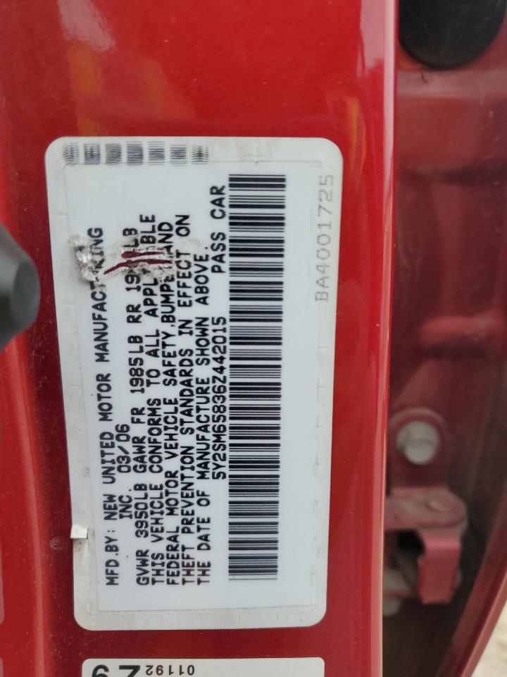 2006 Pontiac Vibe VIN: 5Y2SM65836Z442015 Lot: 86275475